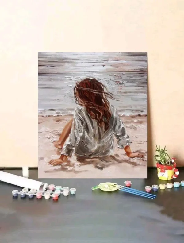 Paint by Numbers Girl Sitting on the Beach
