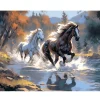 Paint by Numbers - Horses Running in River