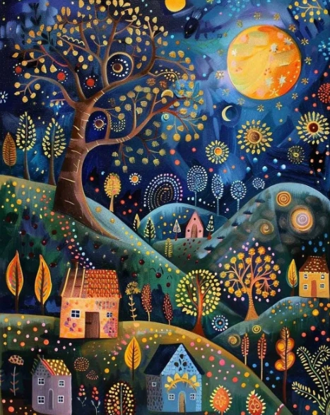 Paint by Numbers: Moonlit Village Dreams