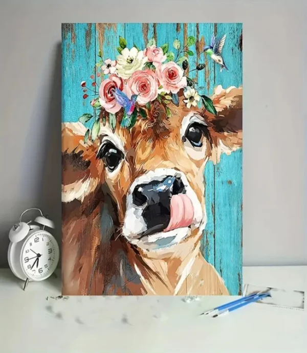 Young Calf with Flowers2