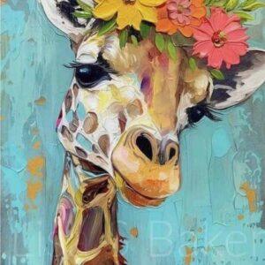 Paint by Numbers: Giraffe with Flowers