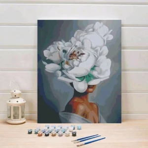 Woman in White with White Roses Head Piece -