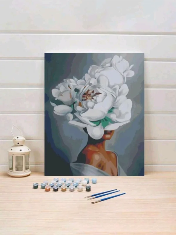 Woman in White with White Roses Head Piece -