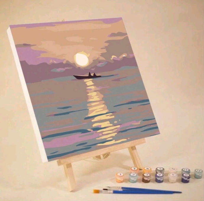 Boat on the Water at Sunet.