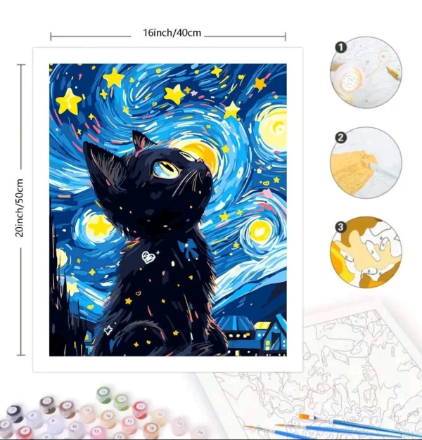 Paint by Numbers - Cat in the Night sky8