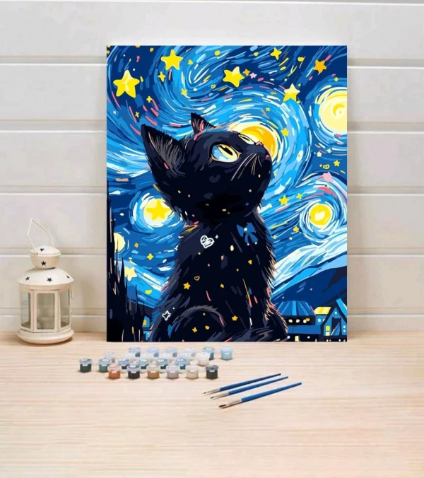 Paint by Numbers - Cat in the Night sky3