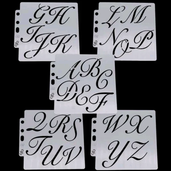 PVC Stencil: 10pc Artistic Alphabet Drawing Stencil 4