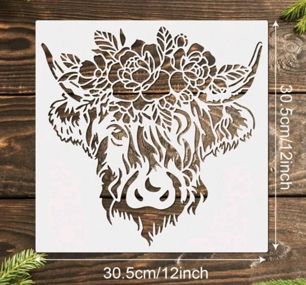 1PVC Stencil: 1pc Mylar Highland Cow Stencil 1pc Mylar Highland Cow Stencil 1