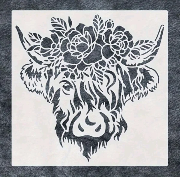 PVC Stencil: 1pc Mylar Highland Cow Stencil