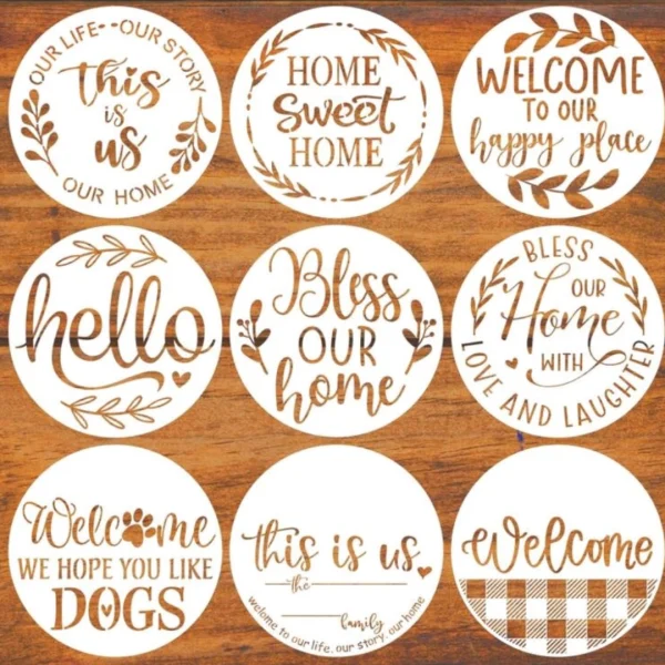 PVC Stencil: 9Pc Welcome Stencils.