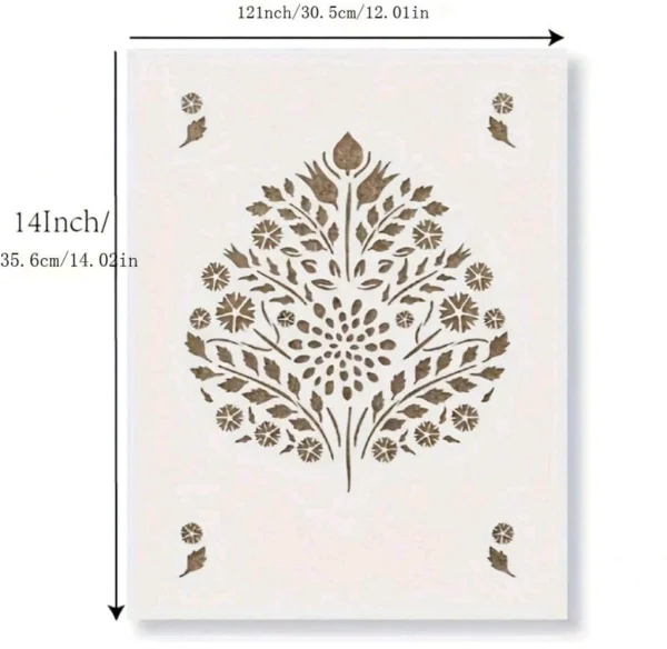 PVC Stencil: Large-Size Leaf Damask Pattern 2