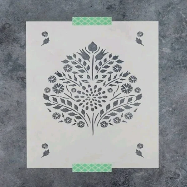 PVC Stencil: Large-Size Leaf Damask Pattern 3