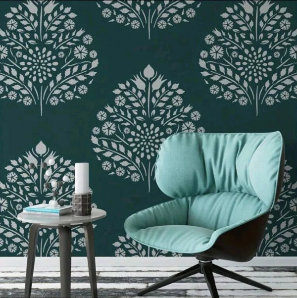 PVC Stencil: Large-Size Leaf Damask Pattern 5