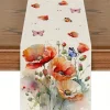 Table Runner - Orange Flowers and Butterflies