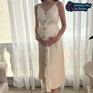 Solid Colour (Cream) Maternity Dress