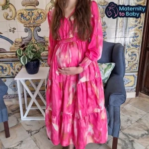 Elegant Tie-Dye Maternity Dress