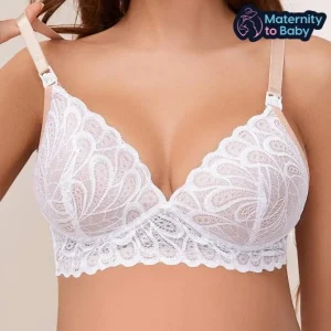 White Lace Decor Underwire Maternity Bra