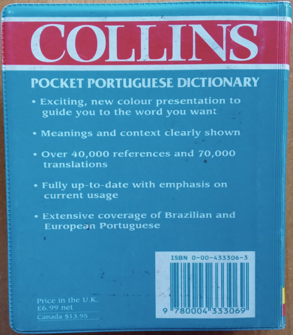 Collins pocket Portuguese Dictionary second-Hand (back)
