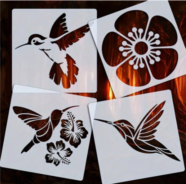 PVC stencil - Bird and Flower 3