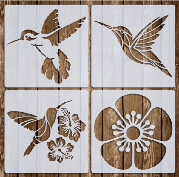 PVC stencil - Bird and Flower