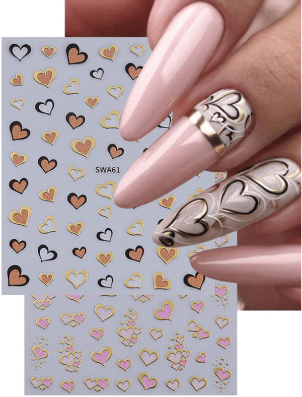 2pcs 3D Hearts Nail Art Stickers 2