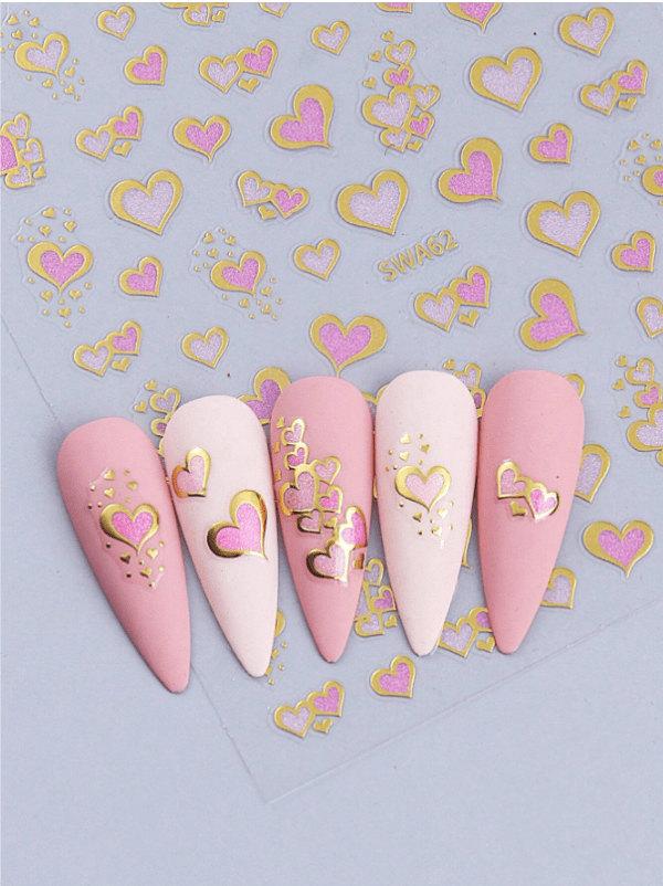2pcs 3D Hearts Nail Art stickers 6