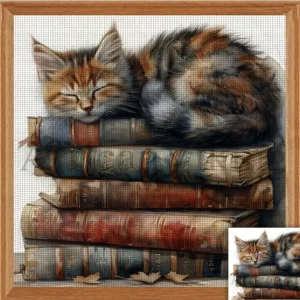 Cross-Stitching - Cat on a Stack