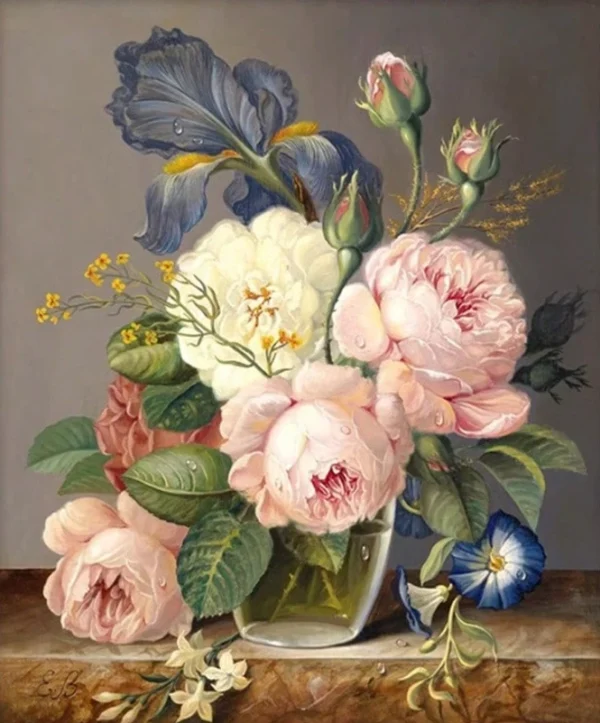Cross-Stitching - Pink and White Roses
