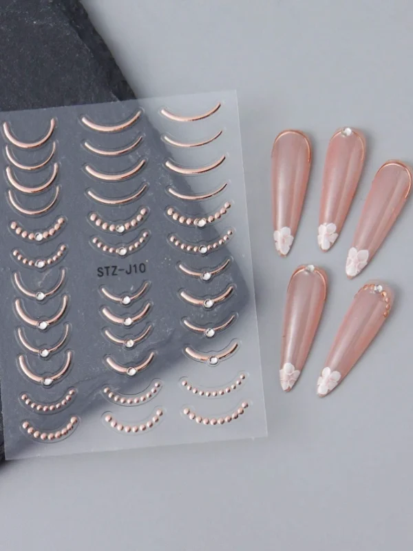 Rose-Gold French Line Nail Art Stickers 2
