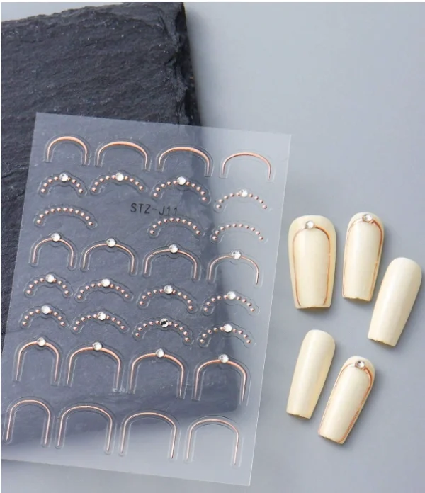 Rose-Gold French Line Nail Art Stickers 4