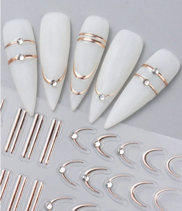 Rose-Gold French Line Nail Art Stickers 5