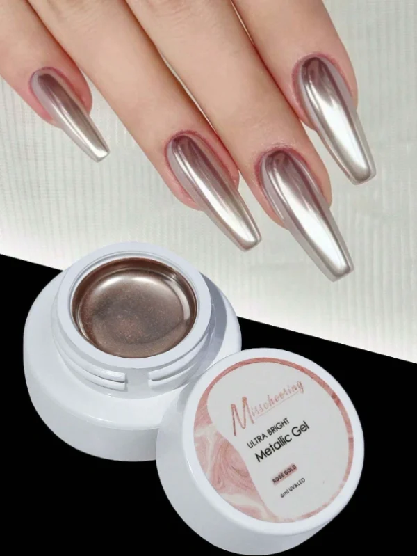 Rose Gold Metallic Gel Nail Polish 3