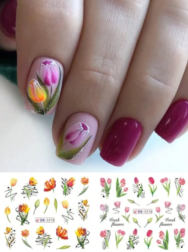Tulip Design Nail Art Stickers 2