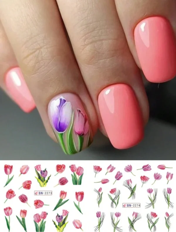 Tulip Design Nail Art Stickers 4
