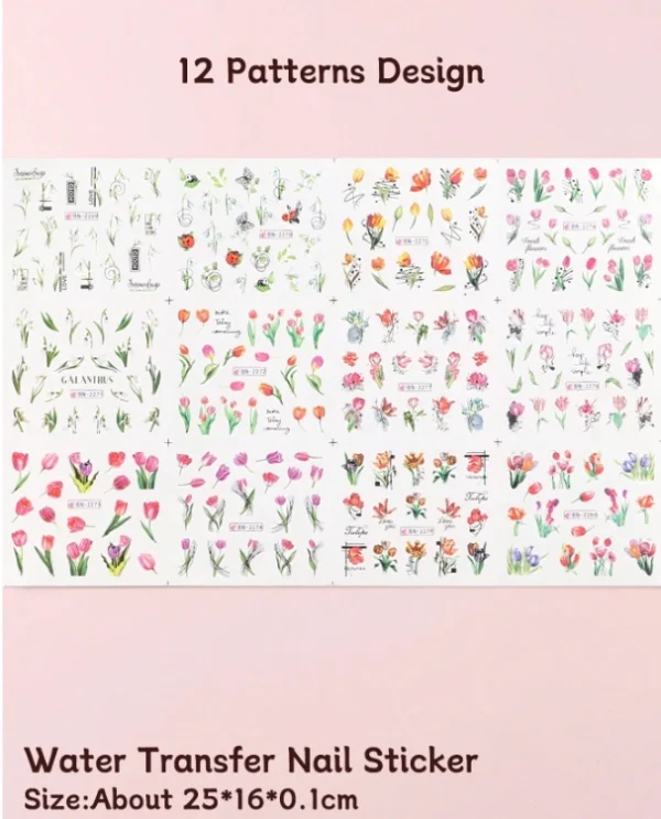 Tulip Design Nail Art Stickers 6