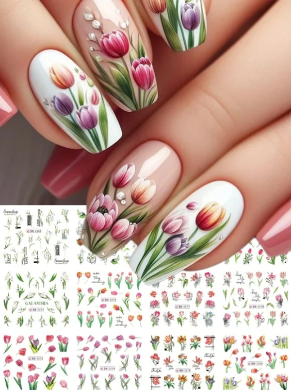 Tulip Design Nail Art Stickers