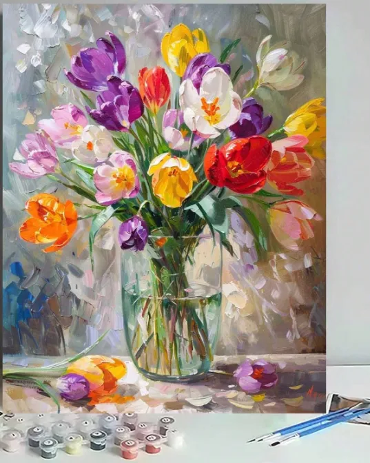 Paint by Numbers: Tulips in a Vase