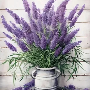 Diamond Dotting - Vase of Lavender