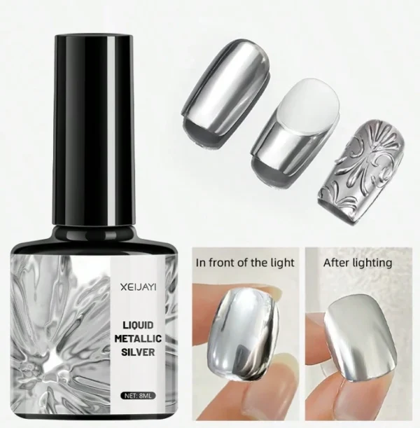 XEIJAYI Liquid Metallic Silver Gel Nail Polish 4
