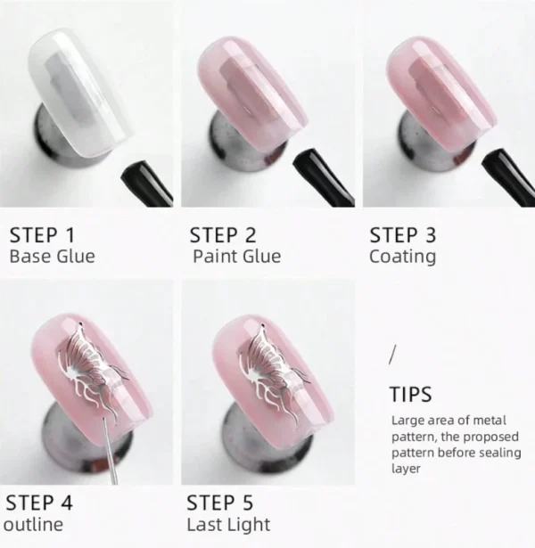 XEIJAYI Liquid Metallic Silver Gel Nail Polish 6