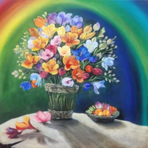 Original Oil Painting - A Basket or Two of Blooms