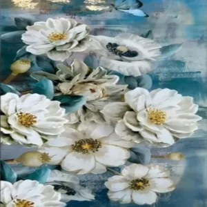 Paint by Numbers - Flowers with Teal Background
