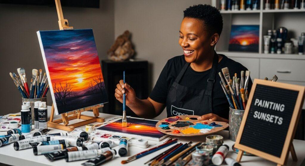 acrylic sunset painting South Africa