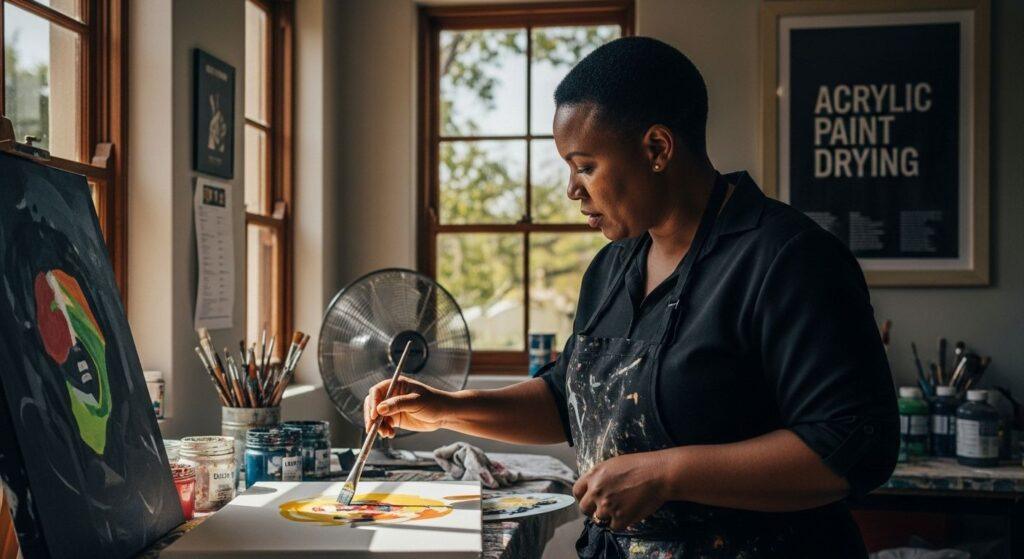 acrylic paint drying