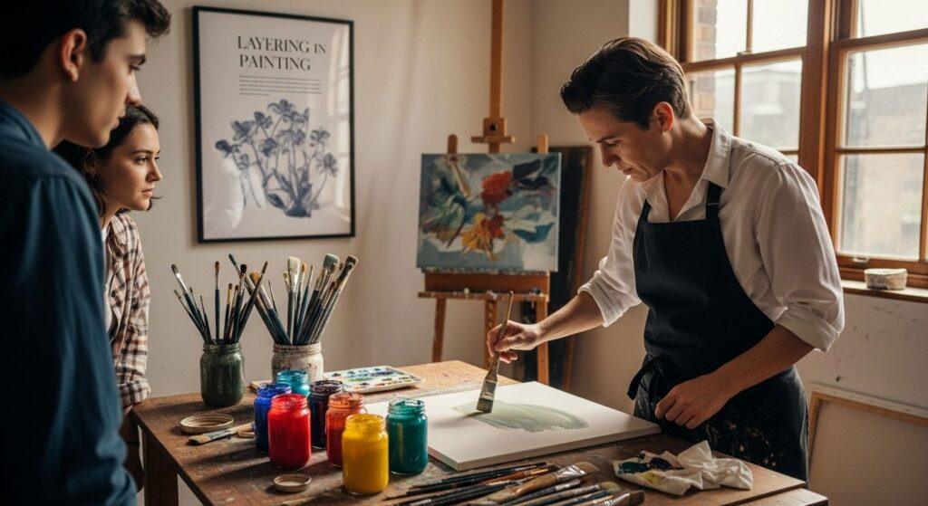 layering in painting technique artist studio