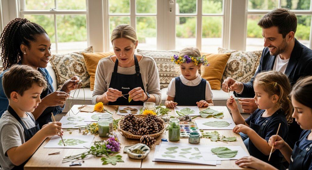 nature inspired crafts, group crafting, educational activity