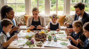 nature inspired crafts, group crafting, educational activity