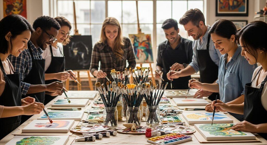 painting brushes, art studio, crafters