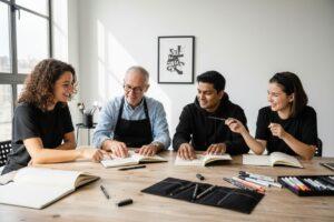 beginner sketchbooks, art classroom, drawing students