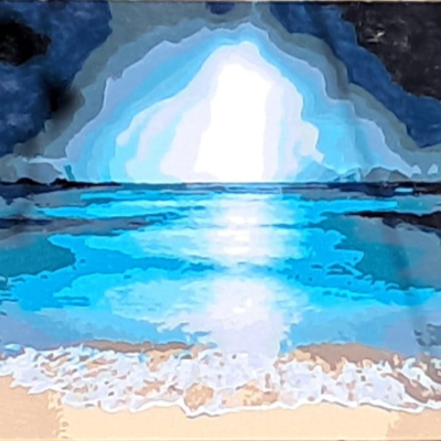 Paint by Numbers: Block Framed Beach scene and Dark skies